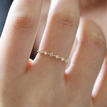 S925 Silver Ring with 14K Gold and Zirconia Stones