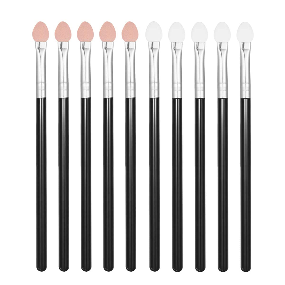 Two-color Rubber Cotton Eye Makeup Brushes - Sponge Applicator Oval Tipped Eyeliner Brush Eyeshadow Brush Makeup Brush Tool (10 PCS)