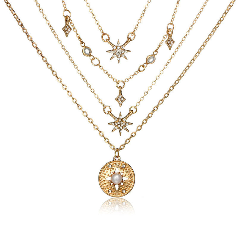 Fashionable Multi-Layer Star Pendant Necklace