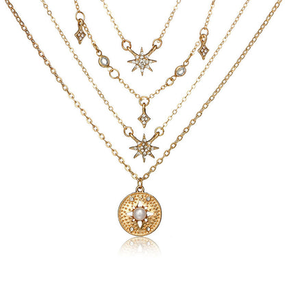 Fashionable Multi-Layer Star Pendant Necklace