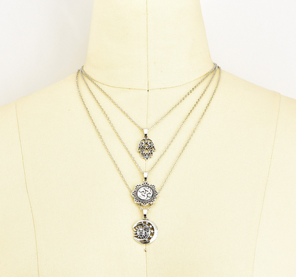 Layered Star and Moon Necklace Set