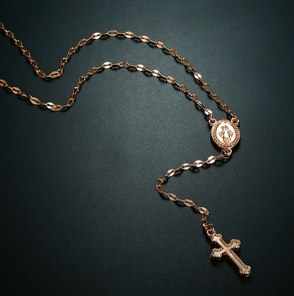 Fashionable Cross and Virgin Mary Pendant Necklace