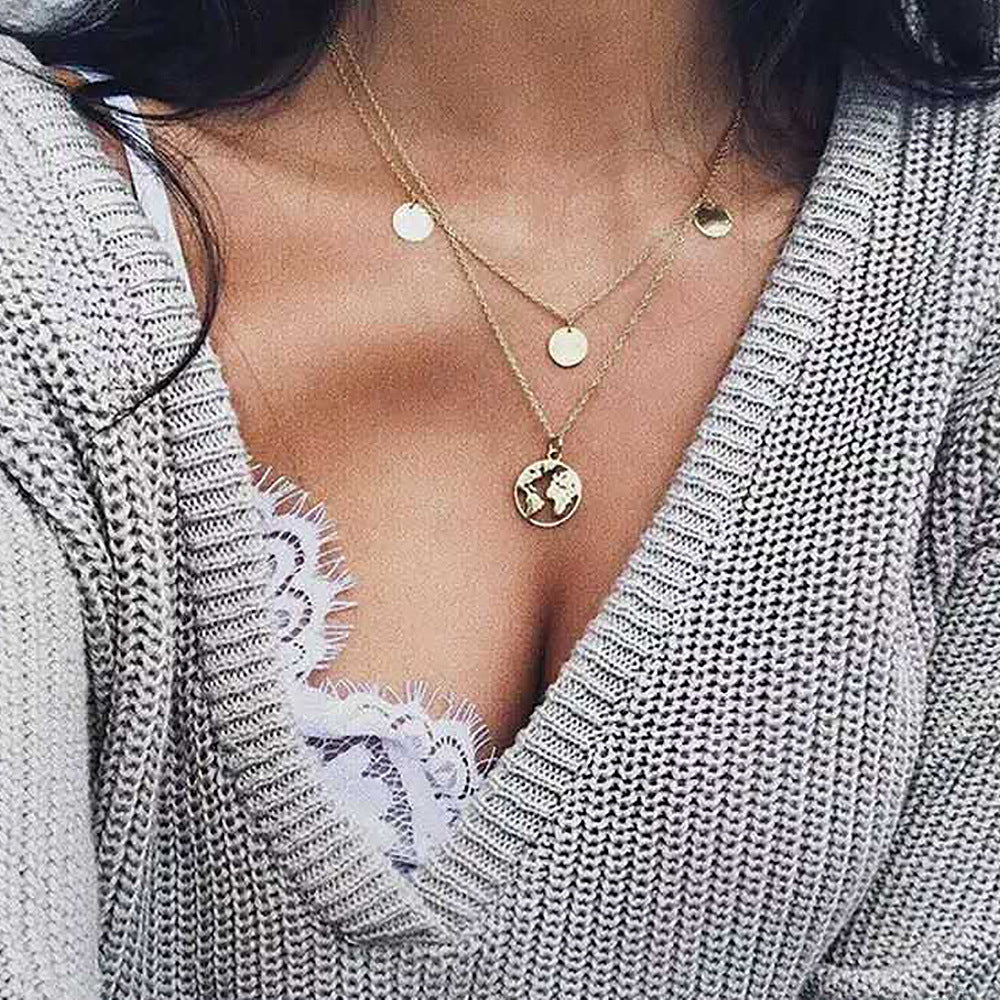 Alloy Multi-Layer Necklace with Star and Moon Pendant