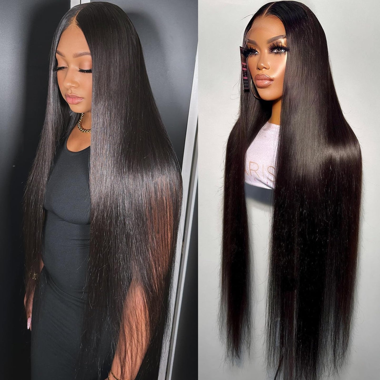 220% Density 32 Inch Full 13x6 Straight Lace Frontal Wigs Human Hair 12A Brazilian Virgin Straight Wigs Human Hair HD Transparent Lace Wig Pre Plucked Bleached Knots Straight Human Hair Wigs for Women
