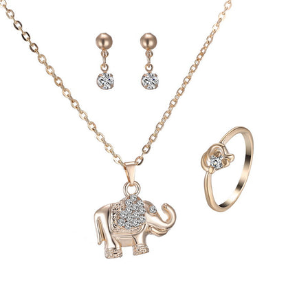 Animal Pendant Jewelry Set: Necklace, Ring, Earrings