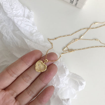 S925 Silver Korean Style Double Layer Heart Necklace