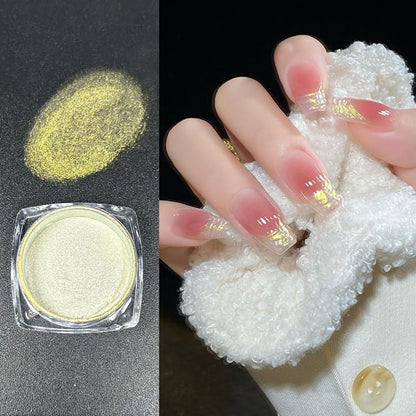 2 Pcs Aurora Chrome Powder for Nails White Iridescent Nail PowderMermaid Chrome Nail Pearl Powder Chameleon Chrome Nail Powder Manicure Pigment(2 Pcs Aurora)