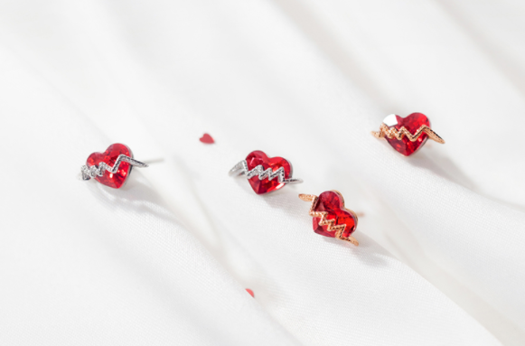 Korean Style S925 Silver Heart Zirconia Earrings