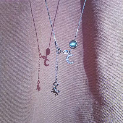 S925 Silver Moonstone Unicorn Necklace for Women