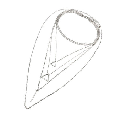 Bohemian Style Triangle Pendant Layered Necklace Set