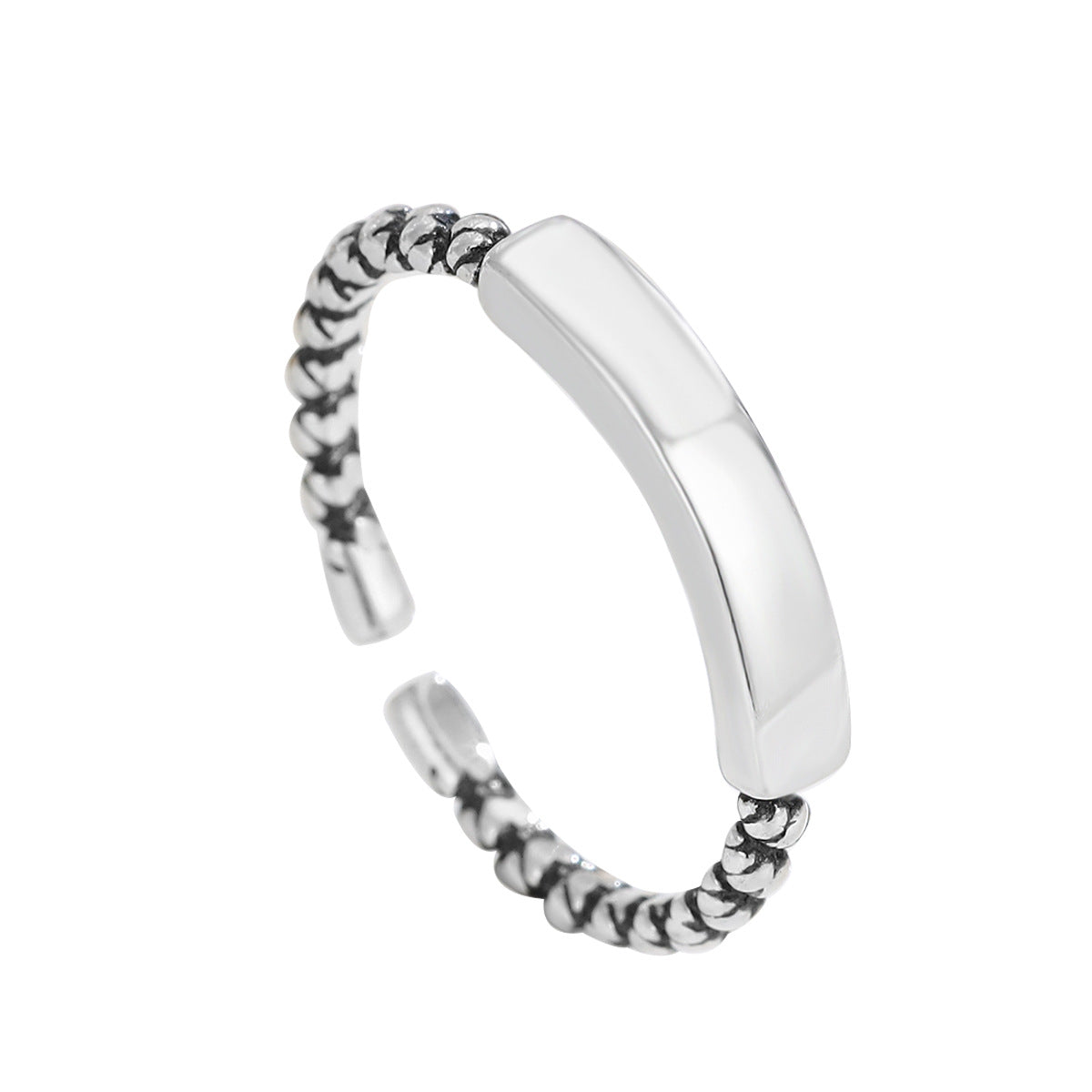 S925 Silver Vintage Twist Flower Open Ring for Women