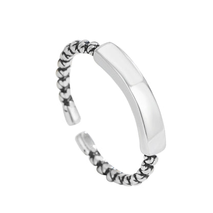 S925 Silver Vintage Twist Flower Open Ring for Women