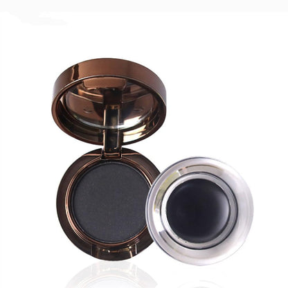 Eyeliner & Eyebrow Powder Makeup Set Anti-Smudge Long Eyeliner Gel Professional Waterproof Long-Lasting Eyeliner Brow Kit with Dual-ended Brush (02# Dark Brown)