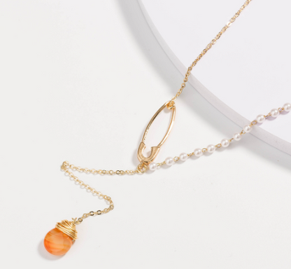 Trendy Layered Shell Necklace with Pearl Letter Pendant