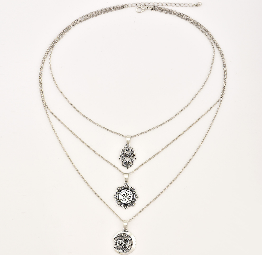 Layered Star and Moon Necklace Set
