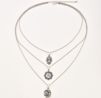 Layered Star and Moon Necklace Set