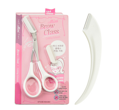 Korean Style Pink Eyebrow Scissors with Comb Tool