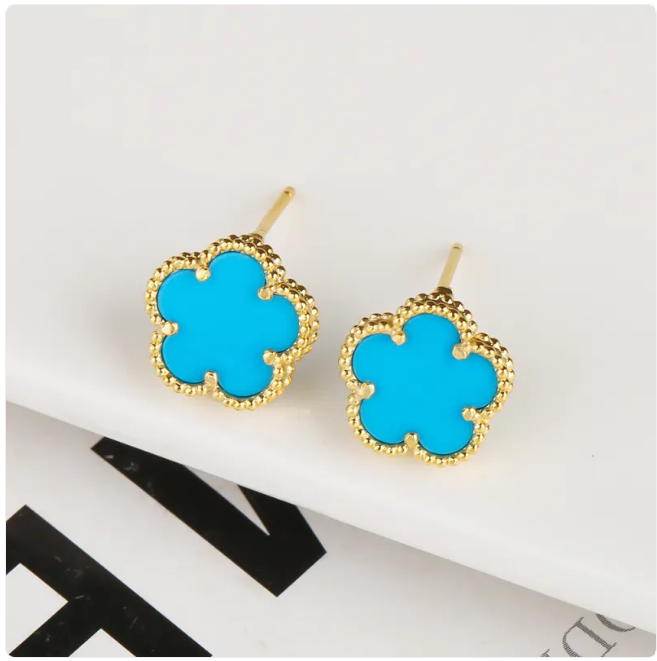 Five-Petal Stone Earrings