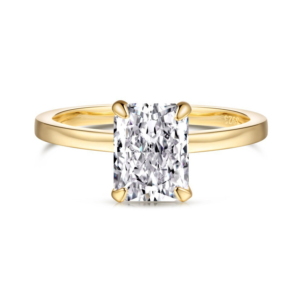 S925 Sterling Silver Geometric Ring with Zirconia