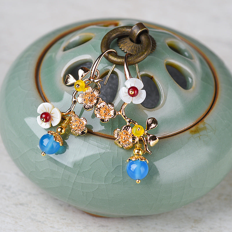 2020 Asymmetric Plum Blossom Design Earrings for Women