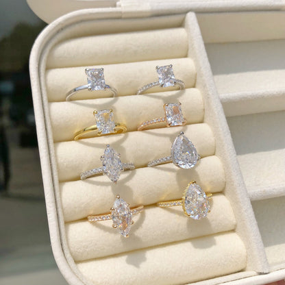 S925 Sterling Silver Geometric Ring with Zirconia