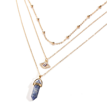 Fashionable Multi-Layer Necklace with Diamond Pendant