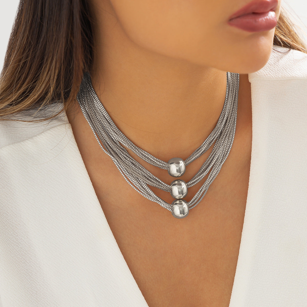 Exaggerated Punk Multi-Layer Chain Choker Necklace
