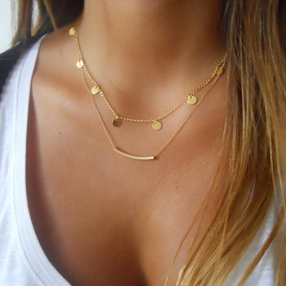 Fashionable Multilayer Sequin Necklace for Street Style