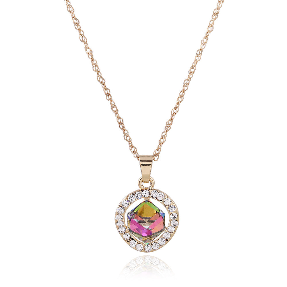 Bridal Necklace and Earring Set with Crystal Pendant