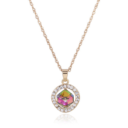 Bridal Necklace and Earring Set with Crystal Pendant