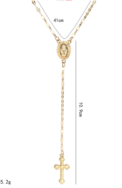 Fashionable Cross and Virgin Mary Pendant Necklace