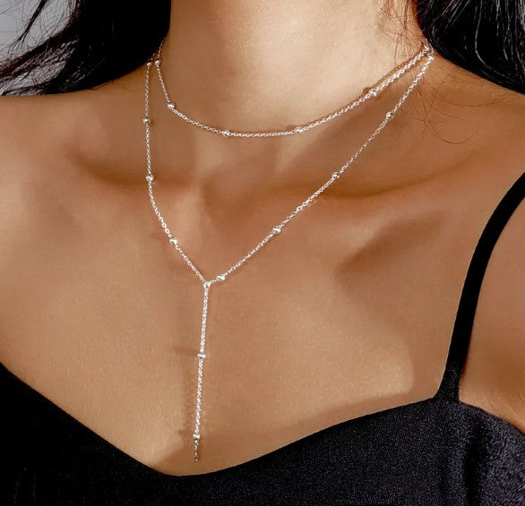 Rice Beads Multi-Layer Tassel Necklace