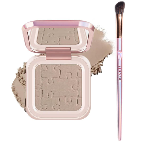 Mysense Single Contour Palette Face Contour Kit with Mirror & Brush Silky Smooth Contour Powder Makeup
