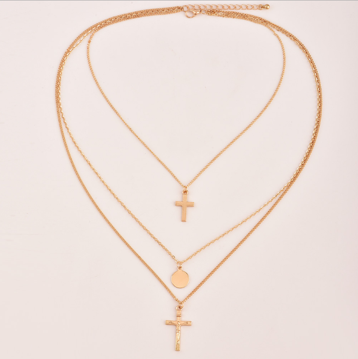 Layered Cross Pendant Necklace