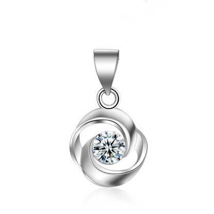 Rose Pendant Necklace with S925 Silver and Zirconia