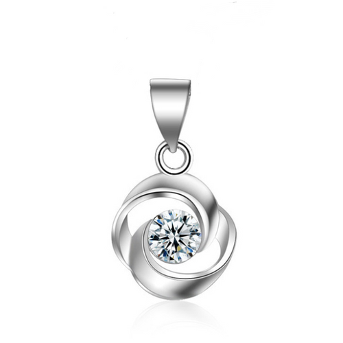 Rose Pendant Necklace with S925 Silver and Zirconia