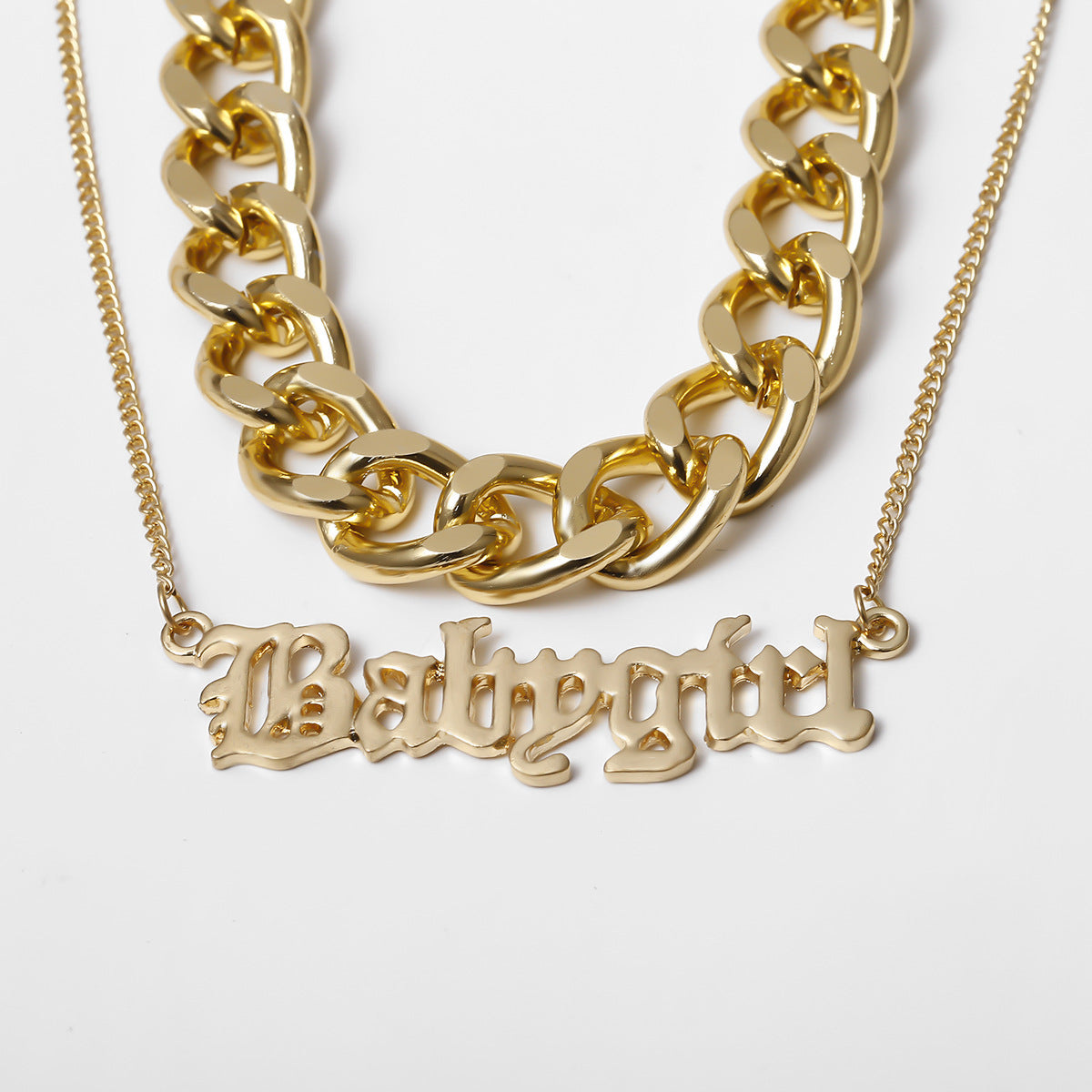 Punk Layered Cross Chain Necklace with Letter Pendant