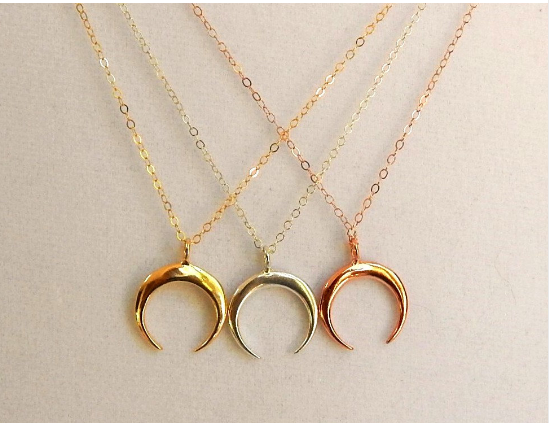 Bohemian Gold-Plated Layered Moon Pendant Necklace