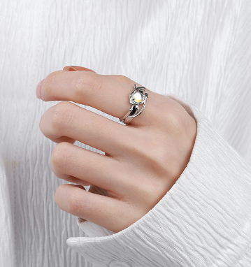 Sterling Silver Irregular Blue Moonstone Ring for Women