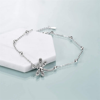 Girls' Dragonfly Bead Anklet with Beach Charm
