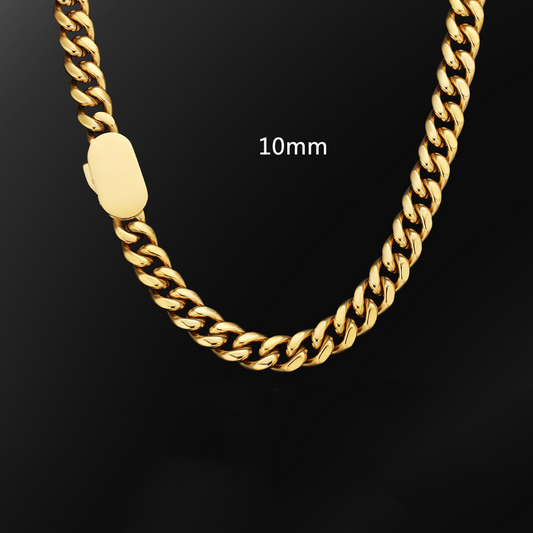 Men's 10mm Stainless Steel Cuban Chain Necklace – Punk Hip-Hop Style
