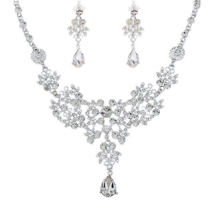Beautiful Bride Necklace and Earring Set with Crown
