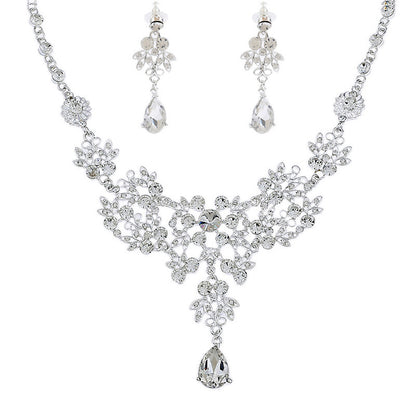 Beautiful Bride Necklace and Earring Set with Crown