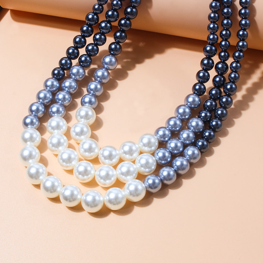 Fashionable Double Layer Pearl Necklace for Sweaters