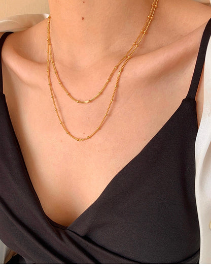 Double Layer Beaded Chain Necklace