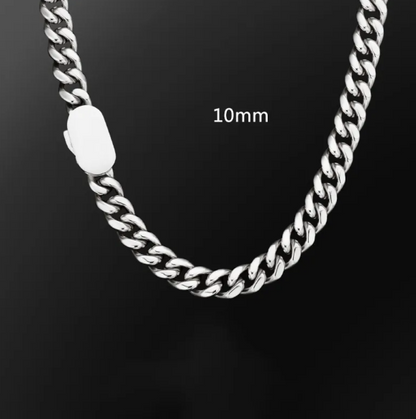 Men's 10mm Stainless Steel Cuban Chain Necklace – Punk Hip-Hop Style