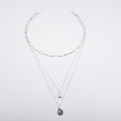 Fashionable Layered Turquoise Pendant Necklace for Women