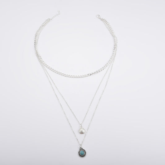Fashionable Layered Turquoise Pendant Necklace for Women