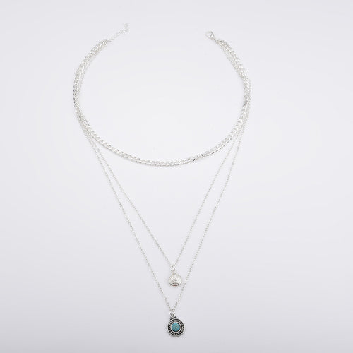 Fashionable Layered Turquoise Pendant Necklace for Women