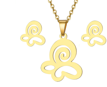 Heart Pendant Necklace Set for Women - Stylish Short Chain